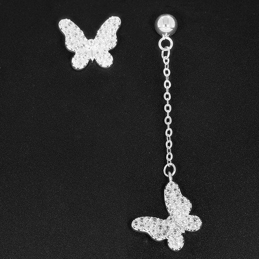 Equilibrium Asymmetrical Butterfly Silver Plated Earrings-Breda's Gift Shop