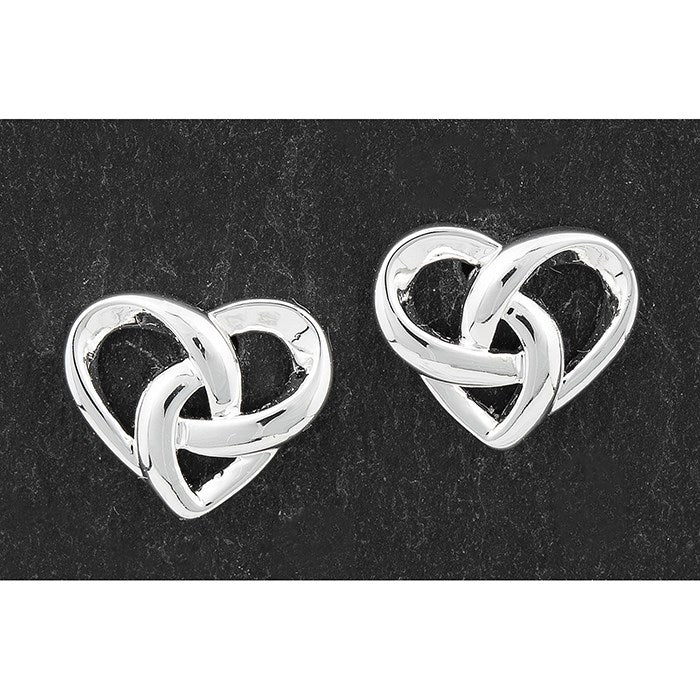 Equilibrium Celtic Knot Heart Silver Plated Stud Earrings-Breda's Gift Shop