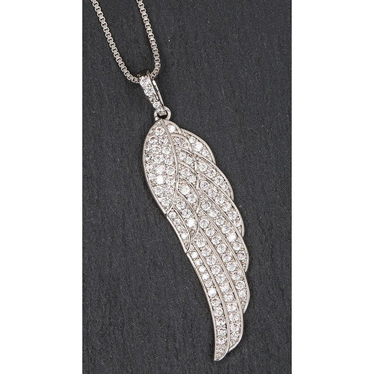 Equilibrium Silver Plated Angel Wing Necklace-Breda's Gift Shop