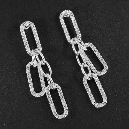 Equilibrium Silver Plated Links Earrings-Breda's Gift Shop
