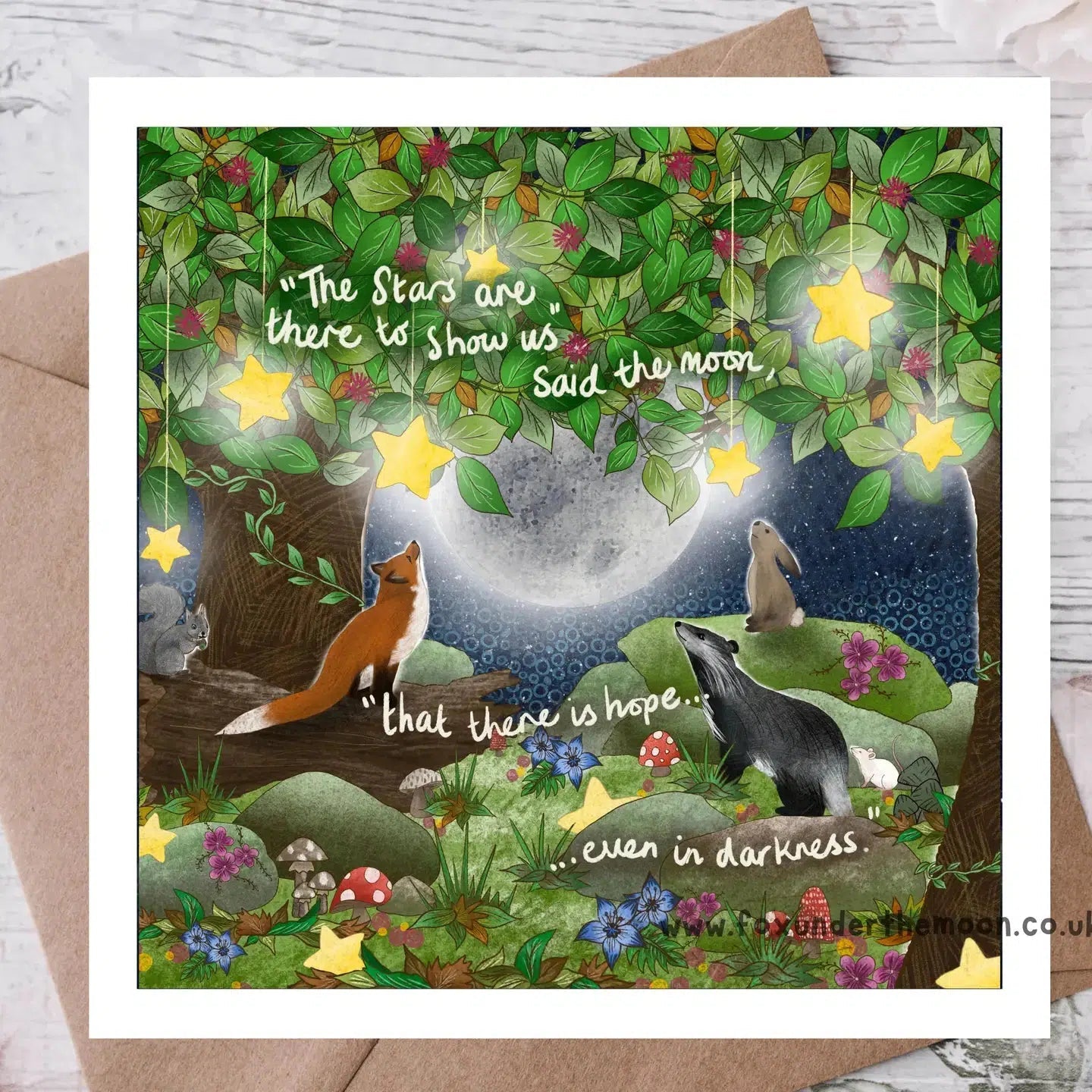 Fox Under The Moon 'Counting Stars' Greeting Card-Breda's Gift Shop