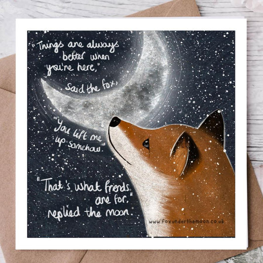 Fox Under The Moon 'Lift Me Up' Greeting Card-Breda's Gift Shop