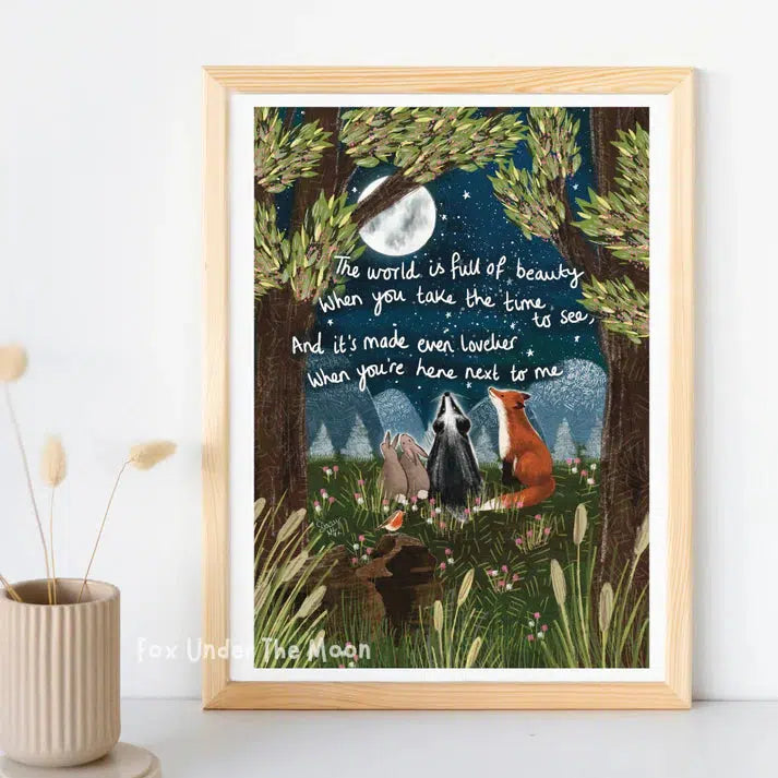 Fox Under The Moon: Next To Me Print-Breda's Gift Shop