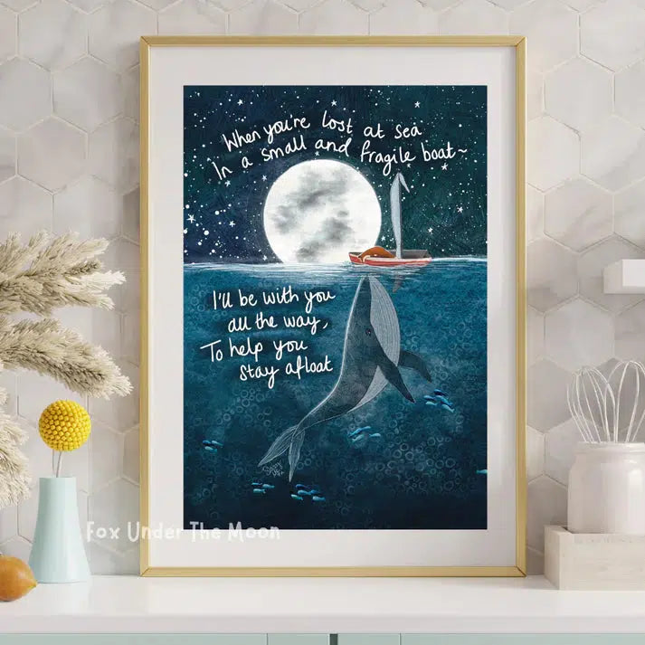 Fox Under The Moon: Stay Afloat Print-Breda's Gift Shop