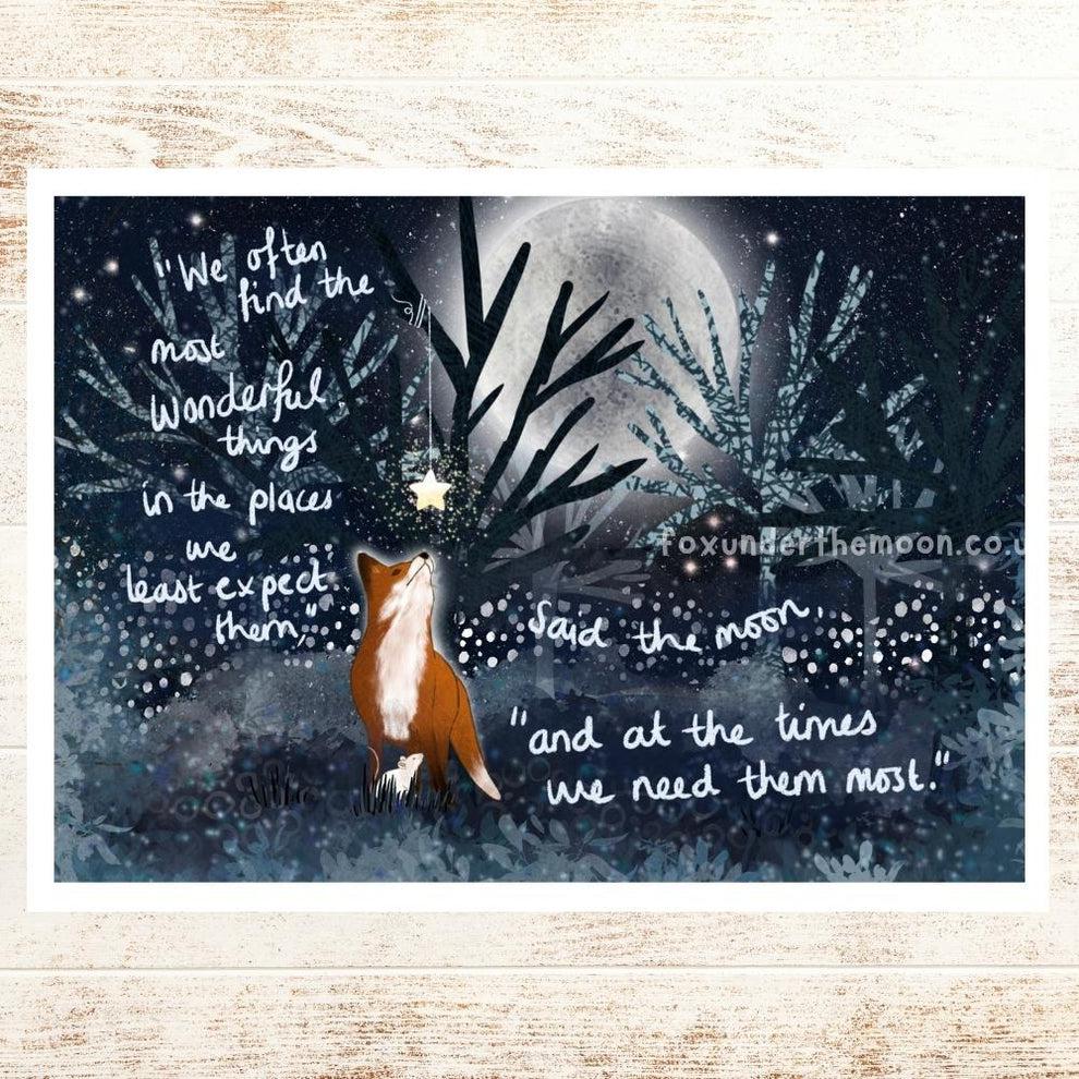 Fox Under The Moon: Wonderful Things Print-Breda's Gift Shop