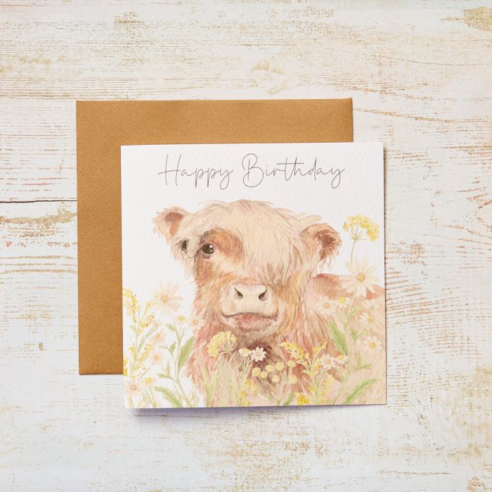 Greeting Card: Highland Cow Happy Birthday-Breda's Gift Shop