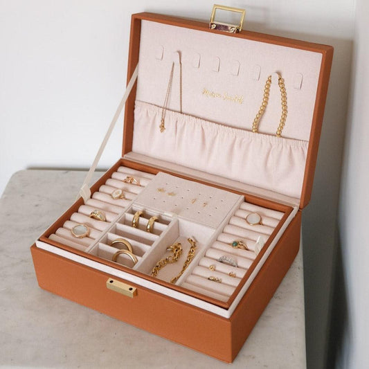 Maison Scarlett Cognac Louise Jewellery Box - w/out drawer-Breda's Gift Shop