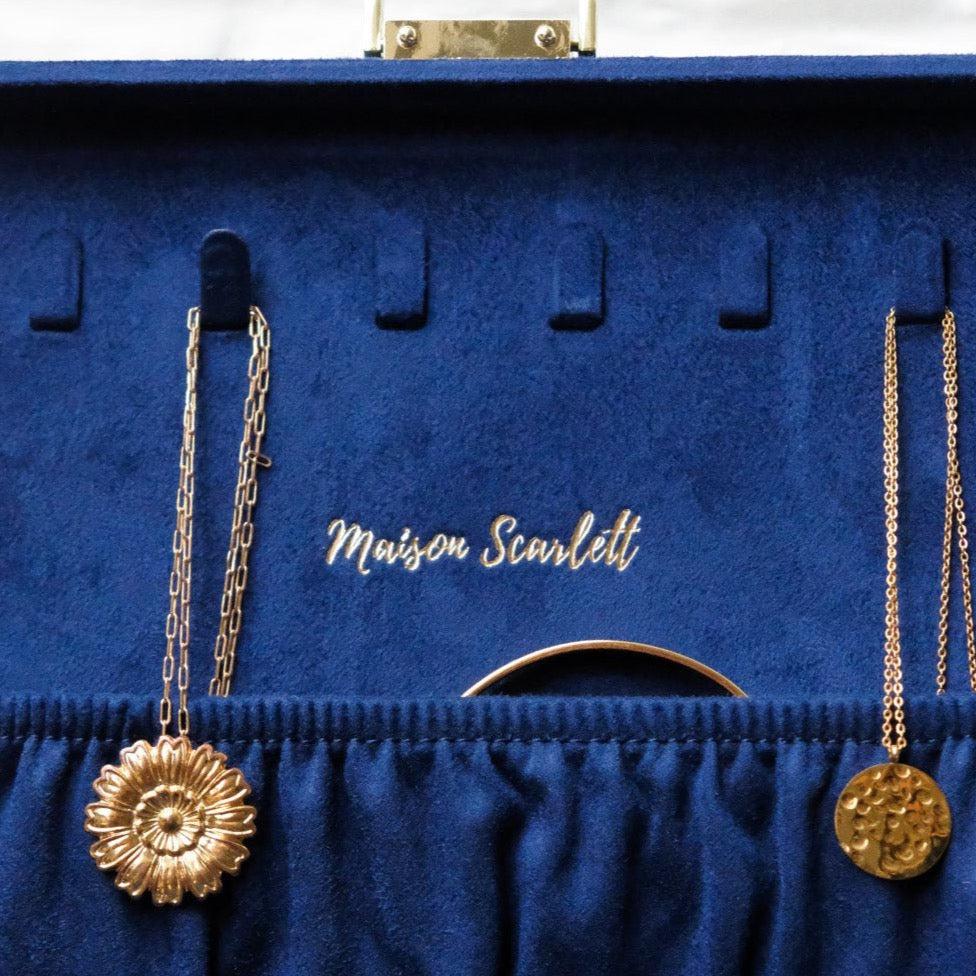 Maison Scarlett Dark Blue Denise Jewellery Box - w/ drawer-Breda's Gift Shop