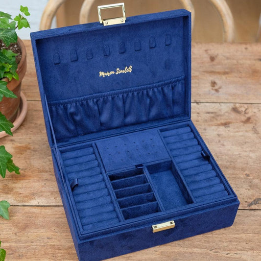 Maison Scarlett Dark Blue Louise Jewellery Box - w/out drawer-Breda's Gift Shop