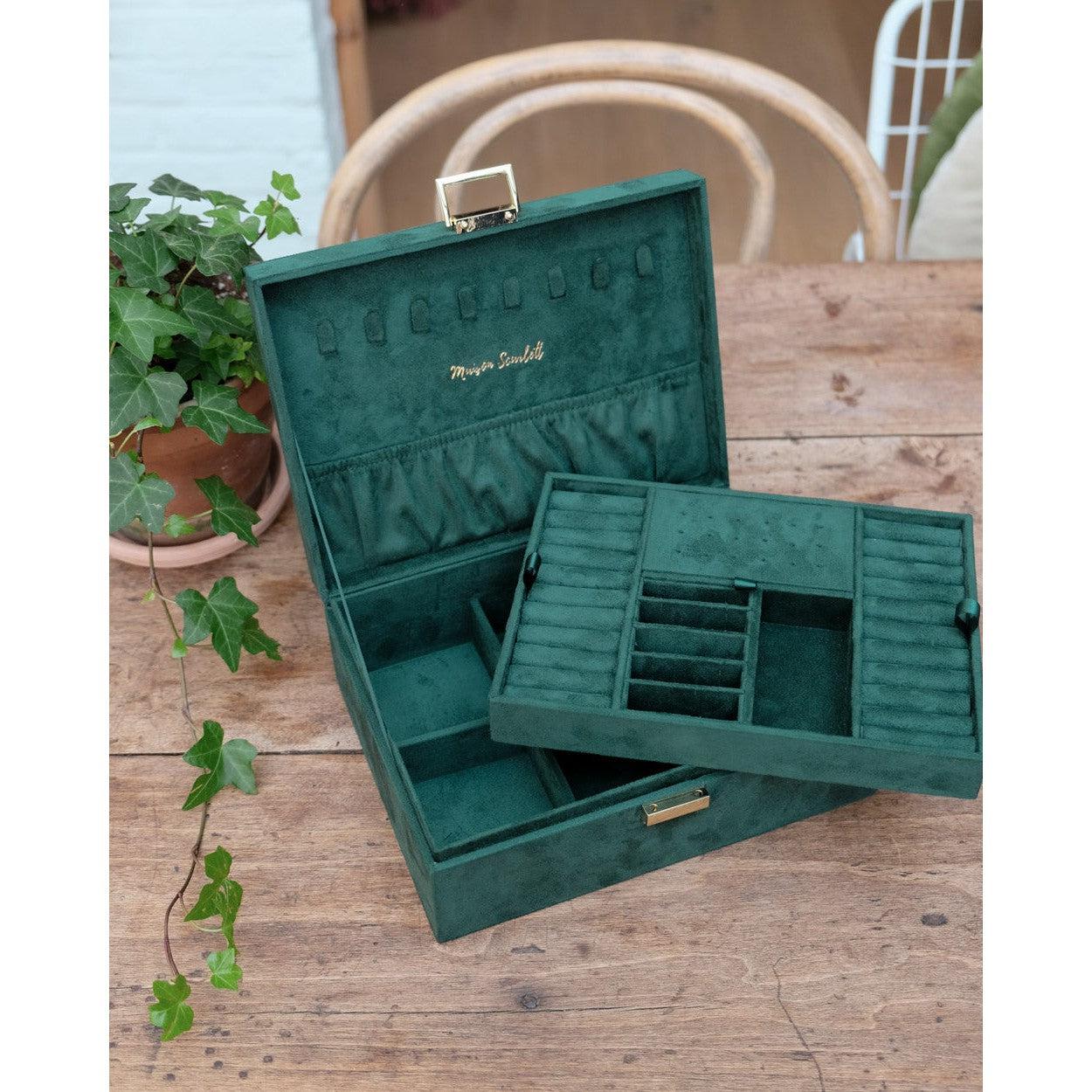 Maison Scarlett Dark Green Louise Jewellery Box - w/out drawer-Breda's Gift Shop