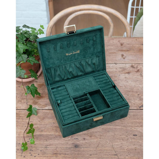 Maison Scarlett Dark Green Louise Jewellery Box - w/out drawer-Breda's Gift Shop