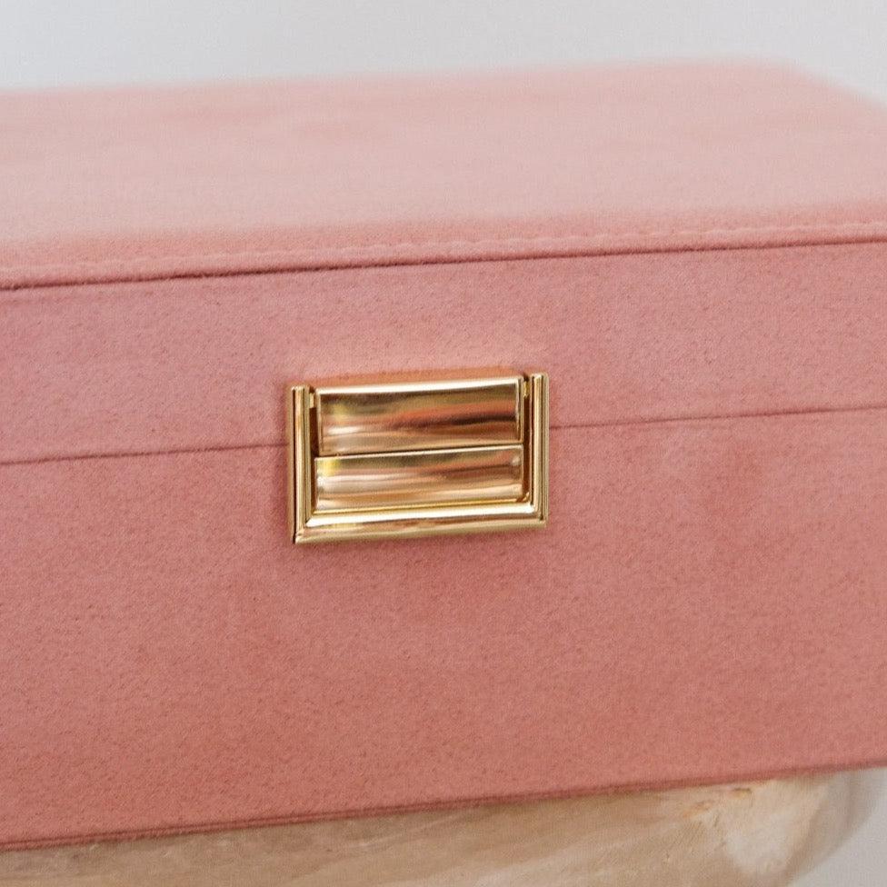 Maison Scarlett Pink Velvet Louise Jewellery Box - w/out drawer-Breda's Gift Shop