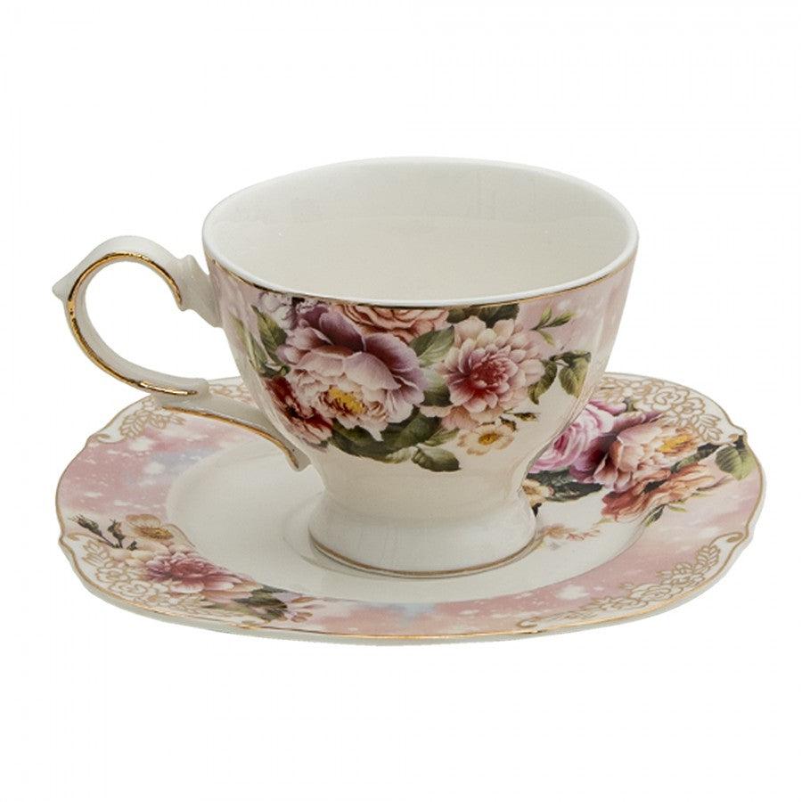 Pink Floral Cup & Saucer Set-Breda's Gift Shop