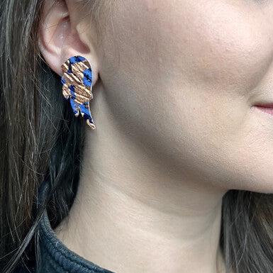 Rothlú Blue/Gold Wings Earrings-Breda's Gift Shop