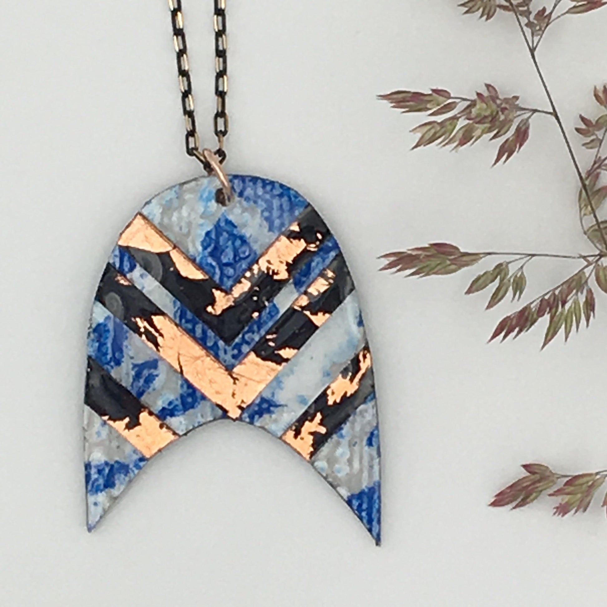 Rothlú Bly Necklace In Cobalt, Rose Gold & Black-Breda's Gift Shop