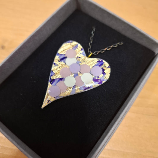 Rothlú Heart Necklace: Purple/Gold-Breda's Gift Shop