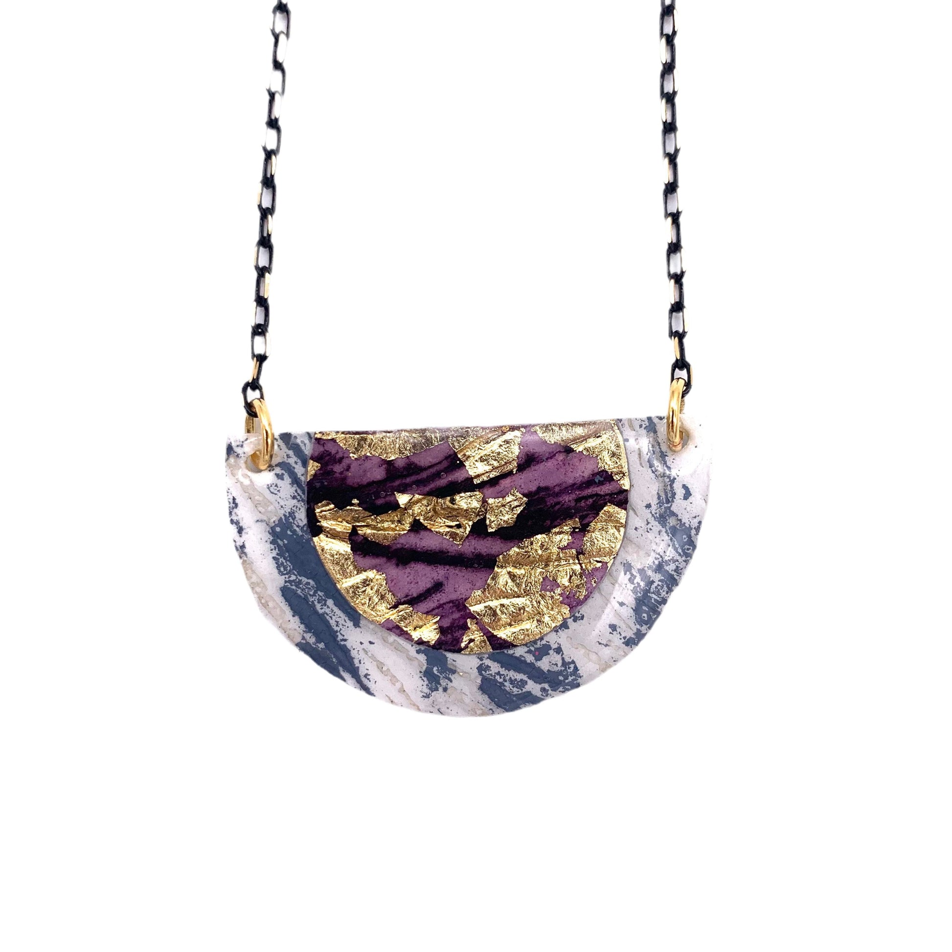 Rothlú Ovette Gold/Aubergine Necklace-Breda's Gift Shop