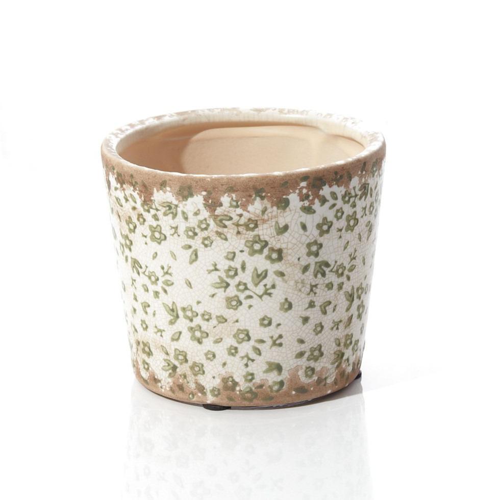 Rustic Floral Green Planter-Breda's Gift Shop