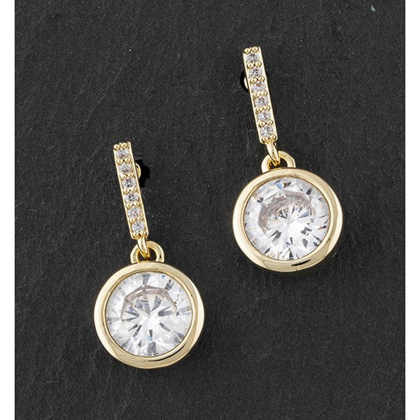 Suspended Solitaire Gold Plated Earrings-Breda's Gift Shop